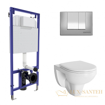 комплект berges  042427: подвесной унитаз gamma с системой инсталляции novum 525 и панелью смыва, хром глянцевый