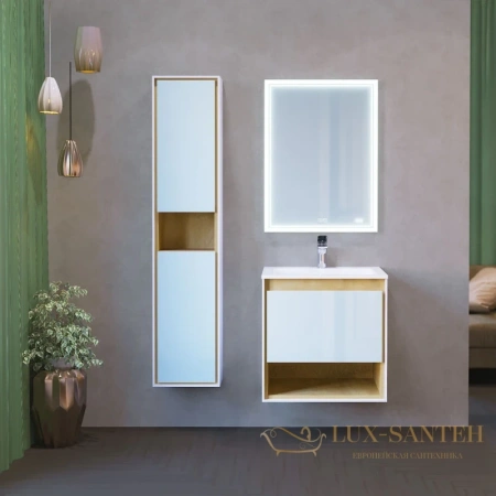 пенал jorno glass gla.04.150/p/w r подвесной, белый/дуб