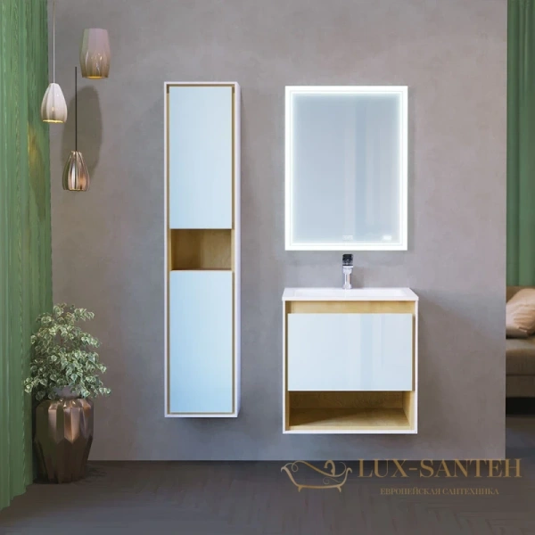 тумба jorno glass gla.01.62/p/w 61,6 см, белый/дуб 