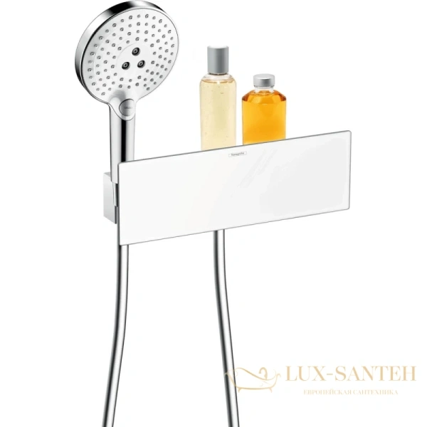 шланговое подсоединение hansgrohe fixfit 26456400 с держателем porter 300 и полкой, белый/хром