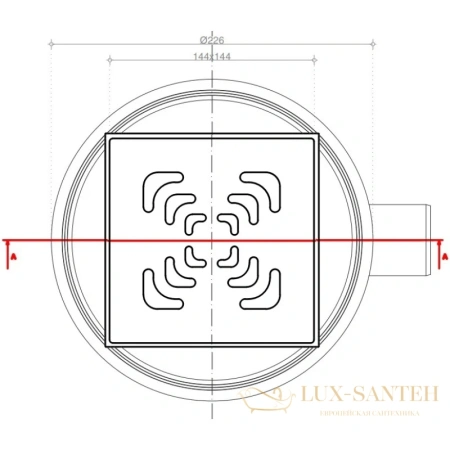 душевой трап bettoserb confluo standard square 2 13000006 144x144/50 мм, хром