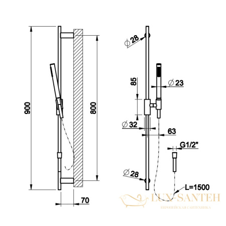 душевой гарнитур gessi anello 63484.031, хром