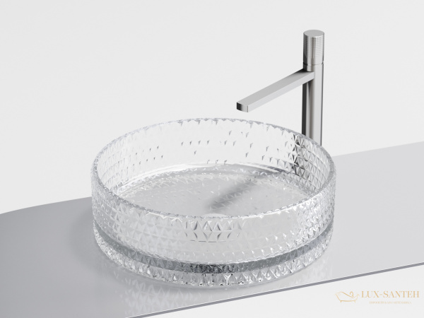 умывальник чаша накладная круглая прозрачная, ceramica nova cristal 360*360*112мм cn6062