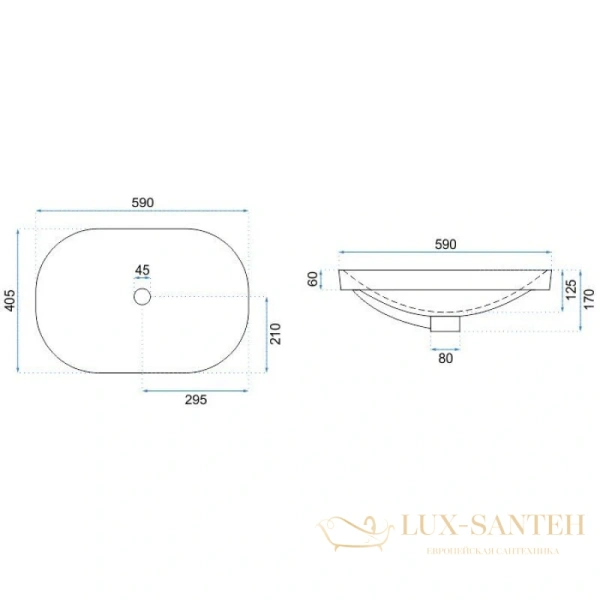 раковина rea arleta rea-u8700 59х40,5 см, белый