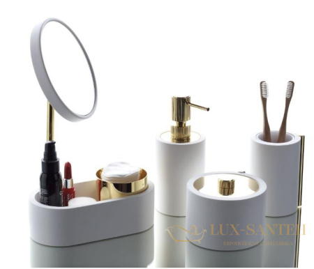 зеркало косметическое bertocci easy 130 0934 5500 с контейнером, белый/розовое золото