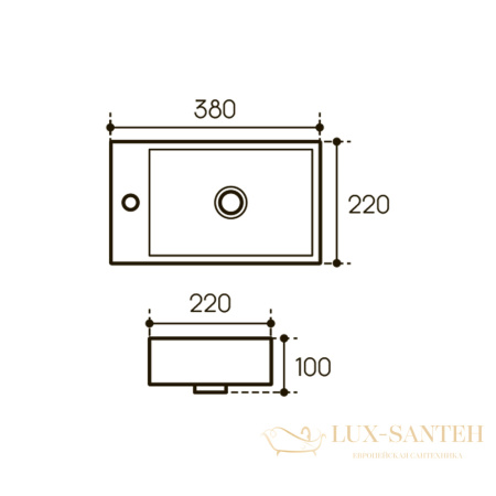 раковина подвесная aqueduto pequeno, peql0210, 380*220 мм, 1 отверстие под смеситель, левосторонняя, белый глянцевый