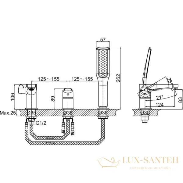 смеситель d&k rhein.marx da1394941 на борт ванны, хром