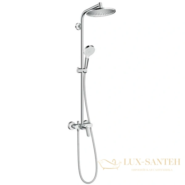 душевая стойка hansgrohe crometta s 240 1jet showerpipe ecosmart 27269000 с однорычажным смесителем
