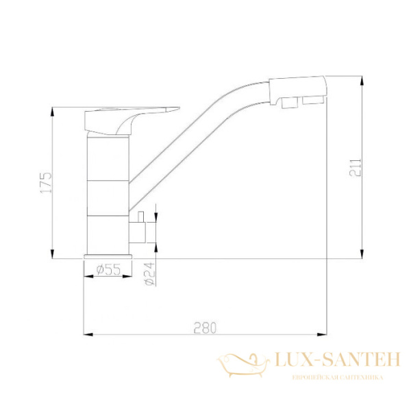 смеситель zorg steel hammer sh321blackbr для кухни, черный