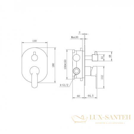 душевая система для ванны berges nardis 3r, 071013, встраиваемая, хром глянцевый