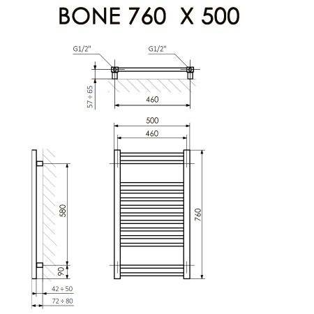 полотенцесушитель электрический terma bone 760x500 черный матовый ral 9005