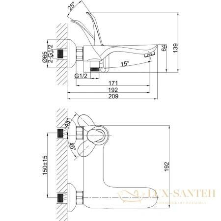 смеситель d&k venice.baciano da1033241 для ванны, хром