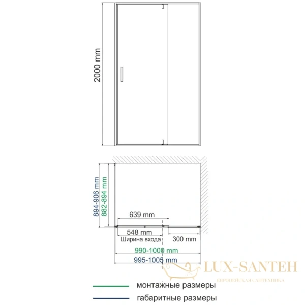 душевой уголок wasserkraft aisch 55p22 100х90 см 