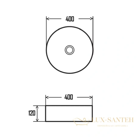 раковина накладная aquame aqm5007, 400 мм, белый глянцевый