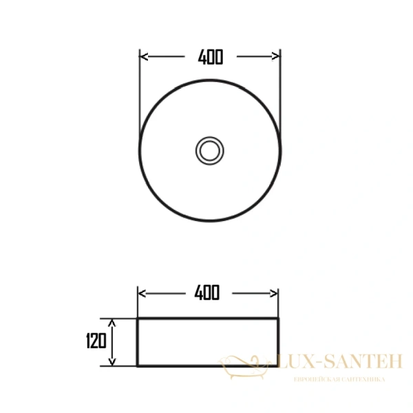 раковина накладная aquame aqm5007, 400 мм, белый глянцевый