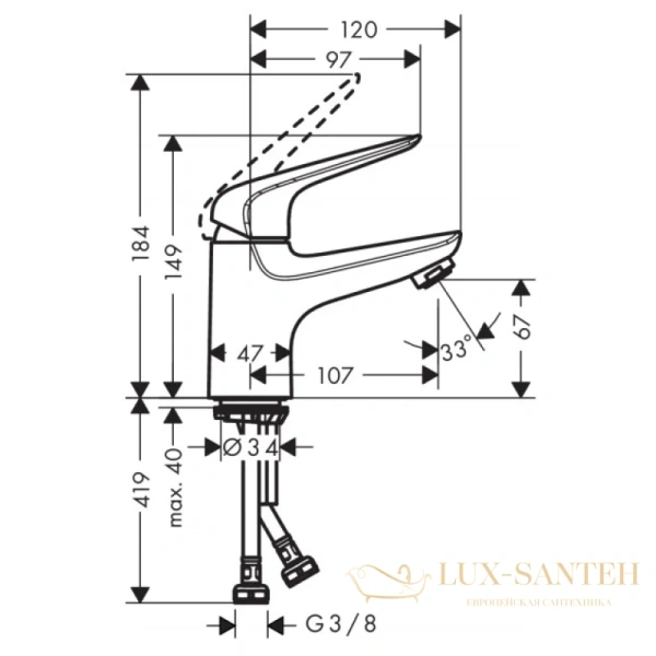 смеситель для раковины hansgrohe novus 71024000, хром