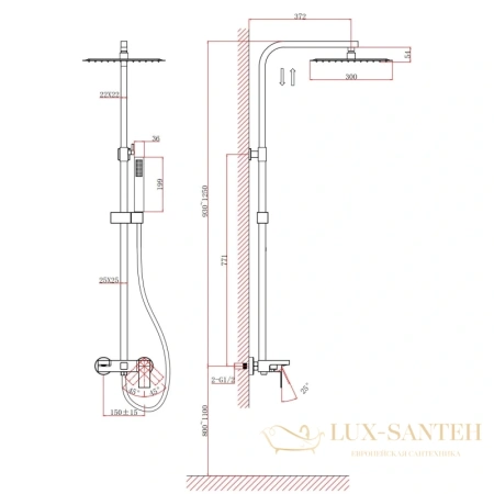 душевая система d&k bayern.liszt da1513706a04, серый графит