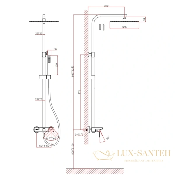 душевая система d&k bayern.liszt da1513706a04, серый графит