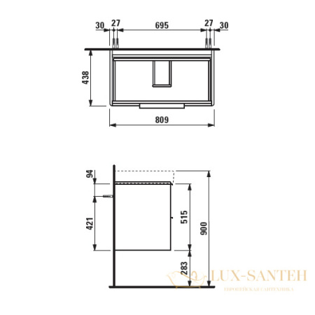 тумба под раковину laufen base 4.0239.2.110.260.1 810х440 мм, белый матовый 