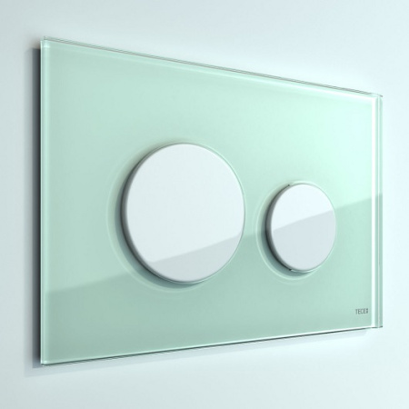 стеклянная панель смыва tece teceloop 9240651, зеленое стекло/клавиши белые
