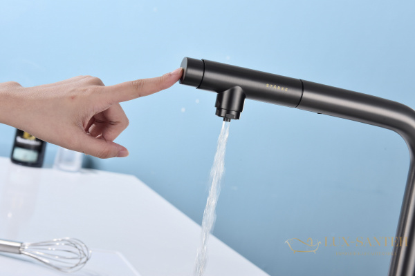 смеситель для кухни под фильтр с выдвижным изливом paulmark urban ur213104-b, беретта в