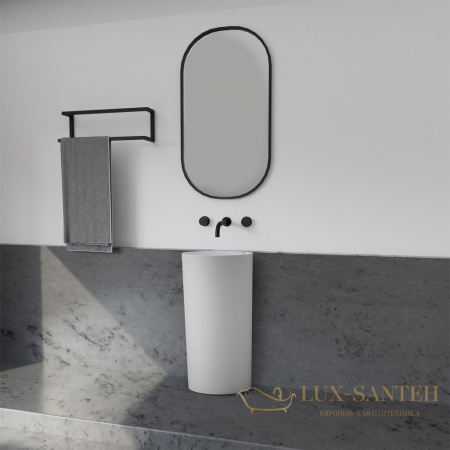 раковина напольная пристенная abber stein as2506, вертикальный выпуск, 45х45х85h, белый матовый