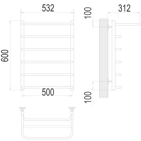 полотенцесушитель водяной terminus полка 4670078530288 п6 500х600