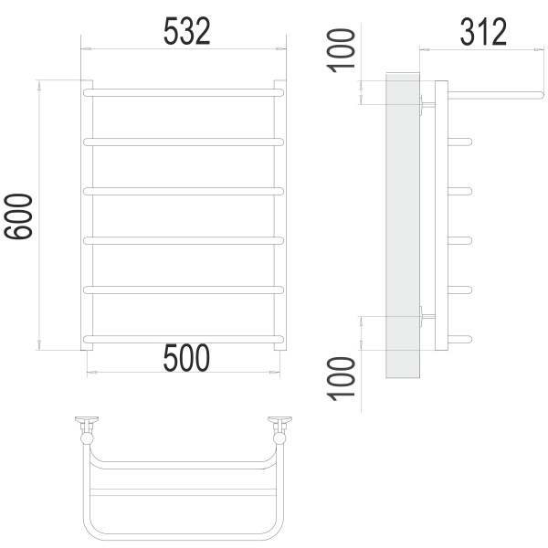 полотенцесушитель водяной terminus полка 4670078530288 п6 500х600