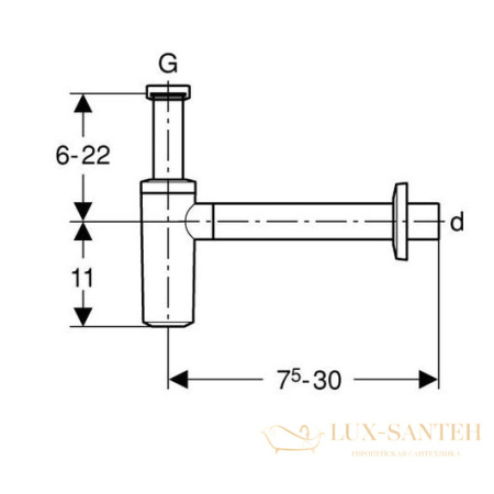 сифон для умывальника geberit 151.035.11.1 1 1/4″, d 40 мм, белый