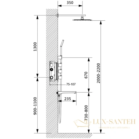 душевой комплект timo petruma sx-5049/00sm 250 мм, хром