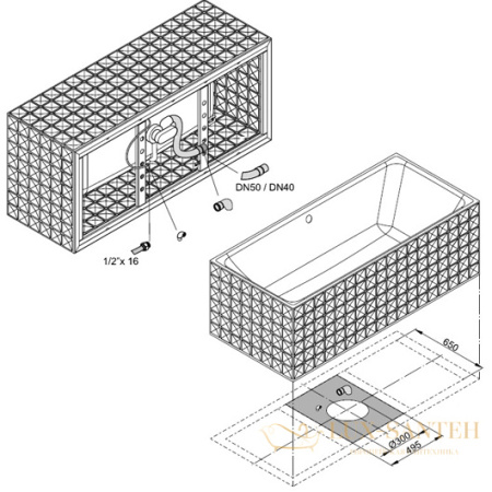 ванна bette loft ornament 3172-056 cfxx6a 1810х810 мм шумоизоляция, черный