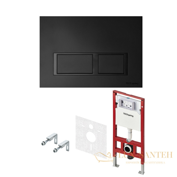 комплект tece tecespring s401204 для подвесного унитаза с панелью смыва tecespring v черный матовый
