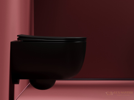 унитаз подвесной ceramica nova modena cn6063mb безободковый, с сиденьем микролифт, черный матовый