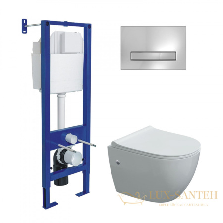 комплект berges 042447: подвесной унитаз okus с системой инсталляции atom 410 и панелью смыва, хром глянцевый