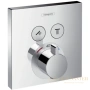 термостат с двумя запорными вентилями hansgrohe showerselect 15763000, хром