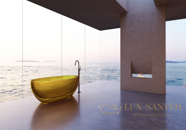 ванна свободностоящая прозрачная abber kristall at9703amber, 170х75х55h см, желтый глянцевый