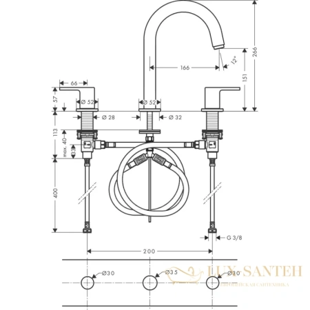 смеситель для раковины hansgrohe vernis shape 71563000 на 3 отв