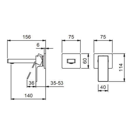 смеситель для раковины, fantini mint, 34 02 f304, 3 отв., с донным клапаном, излив 140мм, хром