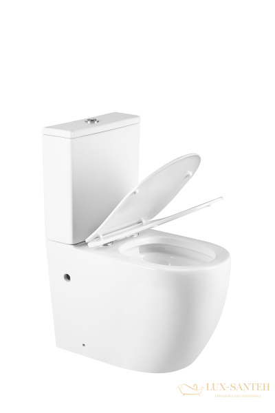 унитаз напольный безободковый charus caravan r&t ct700-131w, в комплекте c бачком с арматурой слива и сиденьем softclose, горизонтальный выпуск, белый