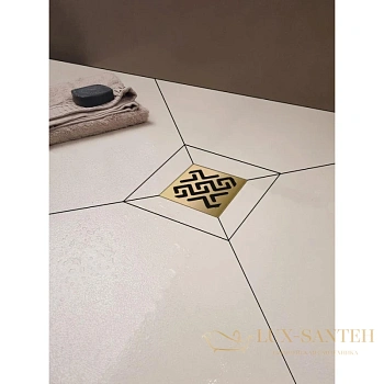 душевой трап berges platz antik 092161 148x148/50 мм, золото