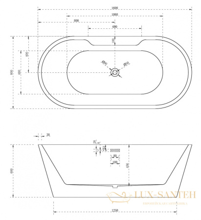 ванна акриловая свободностоящая abber ab9299-1.6, белый глянцевый