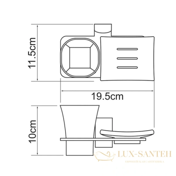 стакан wasserkraft leine k-5026 с мыльницей, хром
