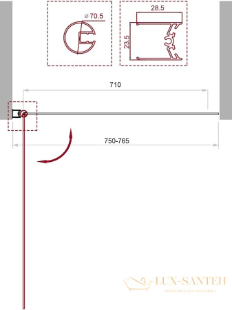 шторка на ванну belbagno uno uno-v-1-75/150-p-cr профиль хром, стекло рифленое 