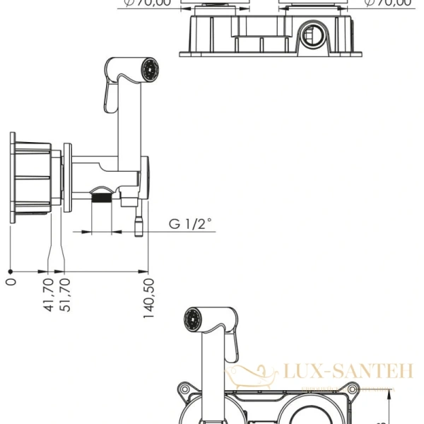 гигиенический комплект teska atlas tera t5739, розовое золото