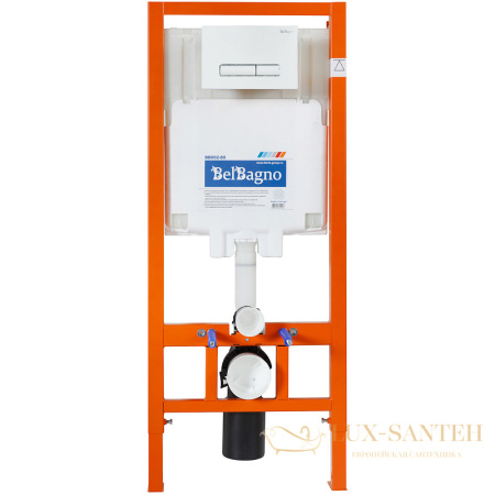комплект унитаза с инсталляцией belbagno due bb3103chr/sc/bb002-80/bb018-gv-bianco с сиденьем микролифт и клавишей смыва, белый