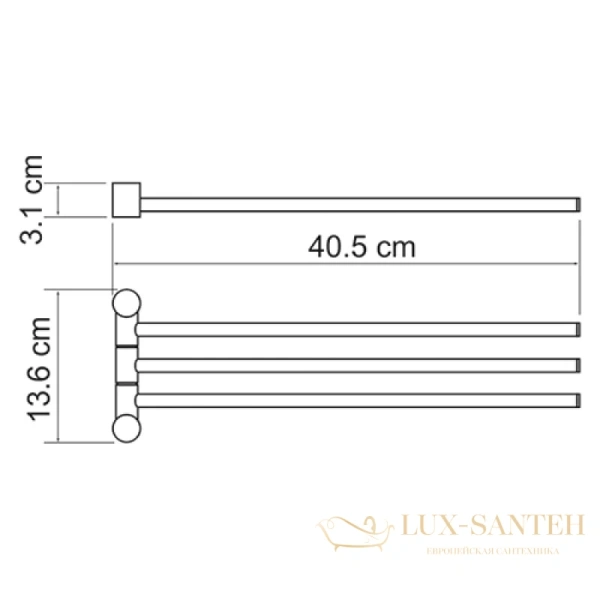 полотенцедержатель wasserkraft isar k-1633 40,5 см, темная бронза