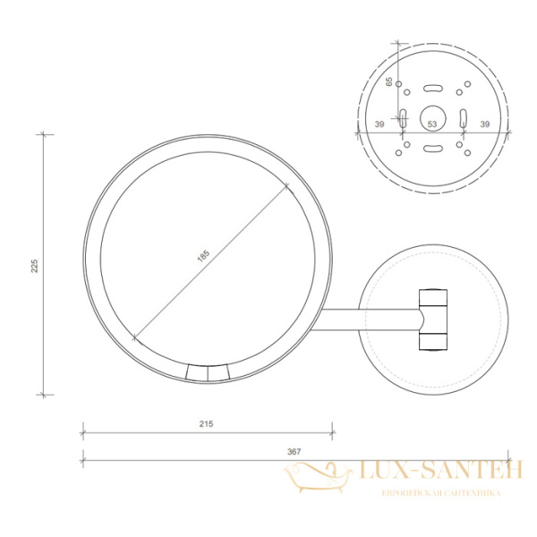 косметическое зеркало  подвесное 215 мм, decor walther round just look wr led, 0122450, увеличение x5, белый матовый