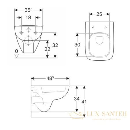 чаша подвесного унитаза geberit renova compact 206145000, белый