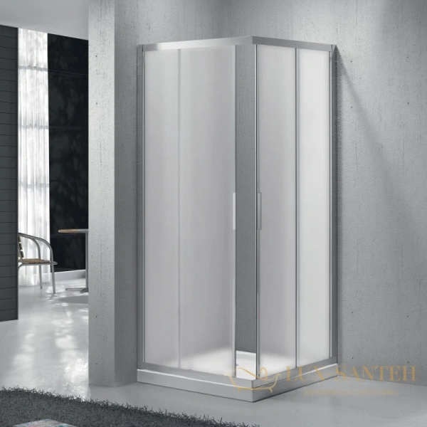 душевой уголок belbagno sela-a-2 sela-a-2-95-p-cr 95x95 см, стекло рифленое