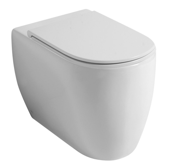 комплект напольного безободкового унитаза disegno ceramica skip sk002set01, белый глянцевый